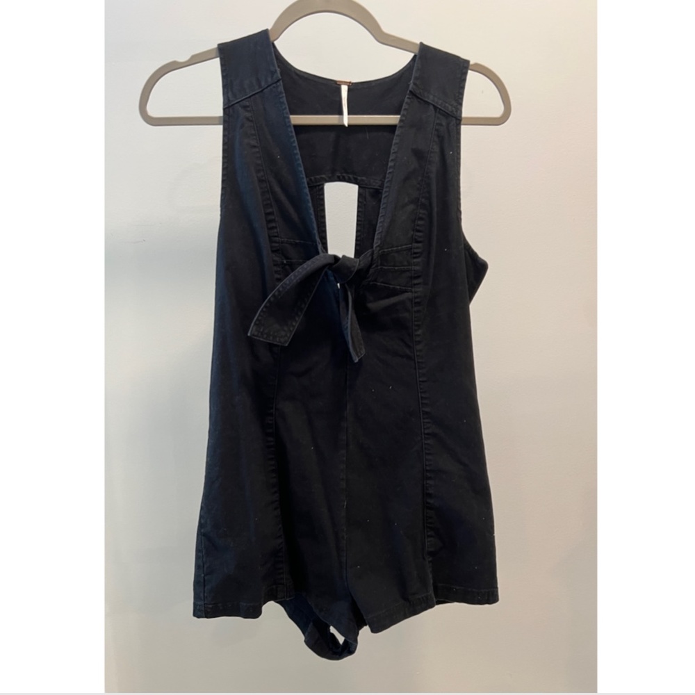 Free People Black Denim Romper